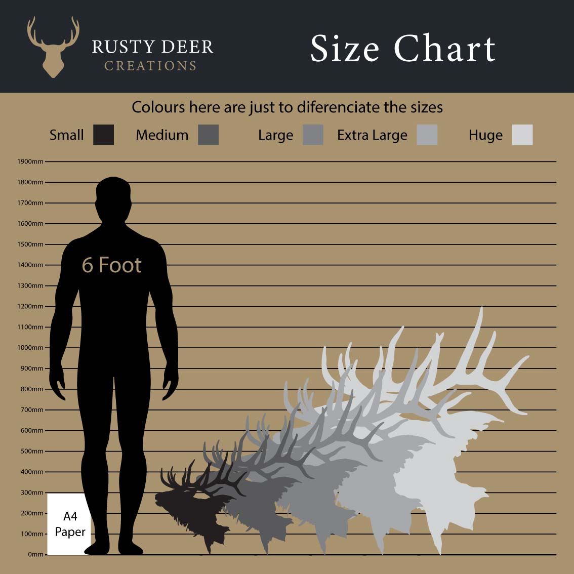 Elk Stag Head Silhouette Metal Wall Art