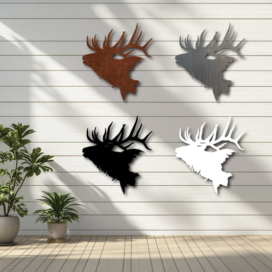 Elk Stag Head Silhouette Metal Wall Art