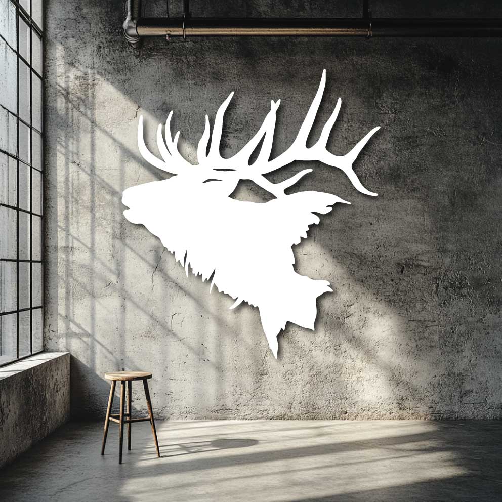 Elk Stag Head Silhouette Metal Wall Art