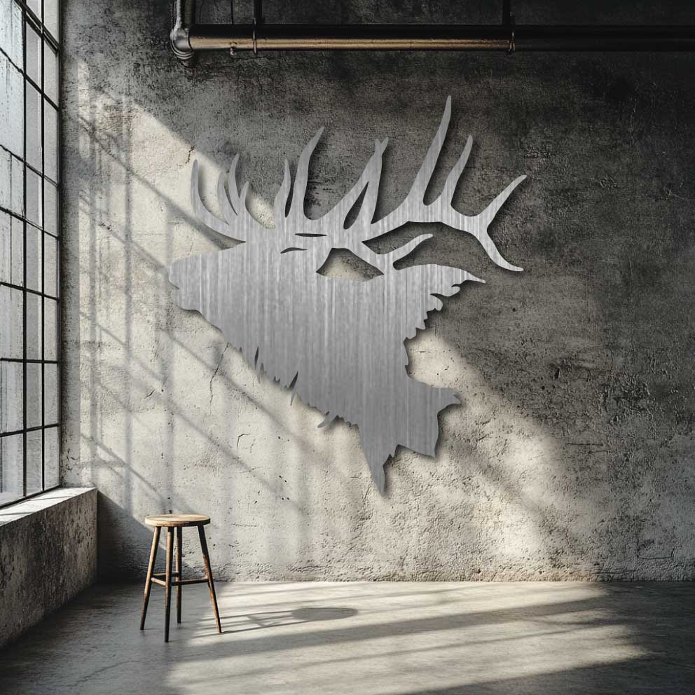 Elk Stag Head Silhouette Metal Wall Art